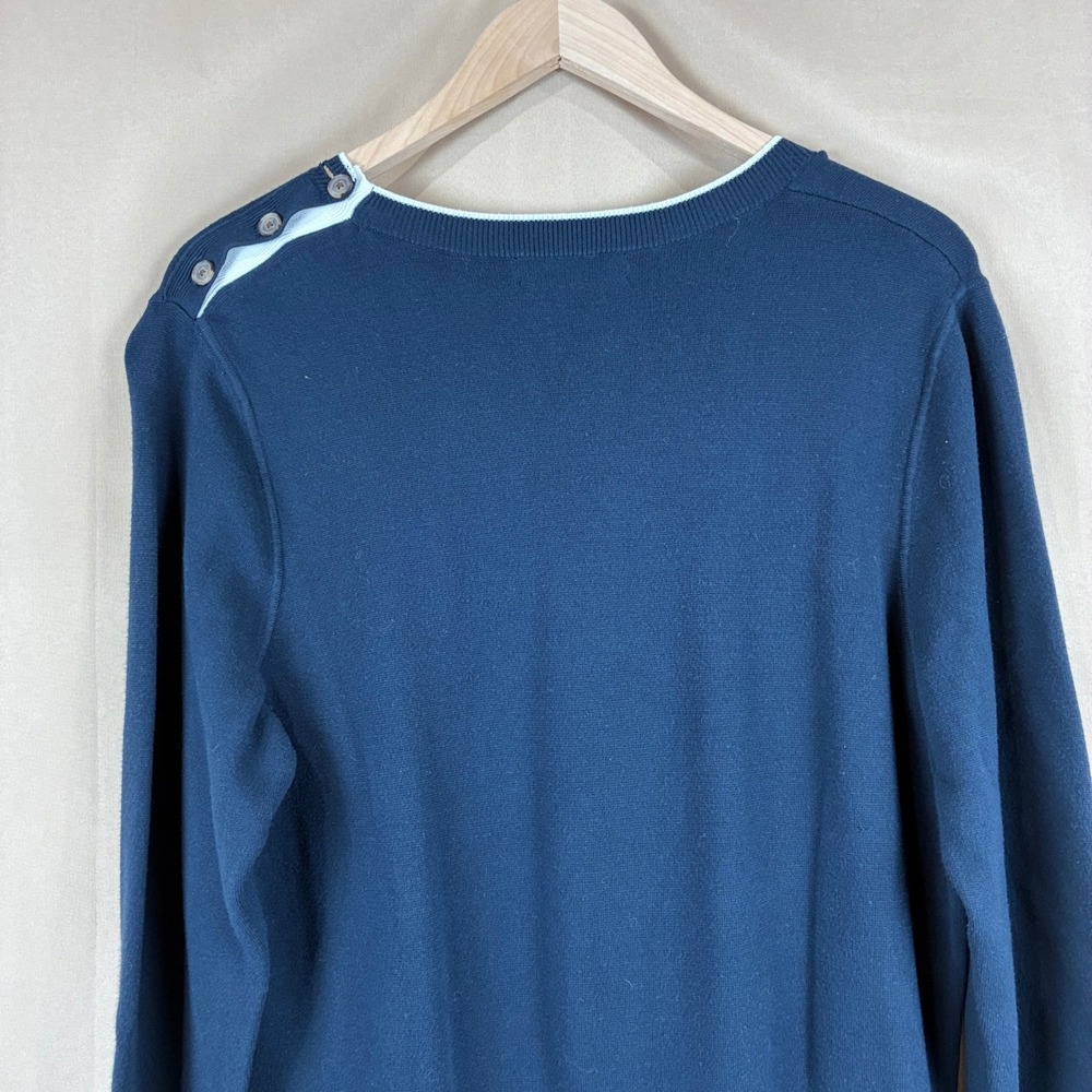 Banana Republic Womens Dress XL Knit Navy Blue Long Sleeve Fit Flare Midi Ribbed - Picture 9 of 16